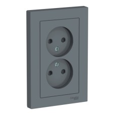 ATLASDESIGN РОЗЕТКА двойная без заземления со шторками,16А, в сборе, ГРИФЕЛЬ