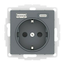 ATLASDESIGN РОЗЕТКА 16А c 2 USB A+C, 5В/2,4А/3,0А, 2х5В/1,5А, механизм, ГРИФЕЛЬ
