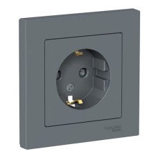 ATLASDESIGN РОЗЕТКА с заземлением со шторками, 16А, в сборе, ГРИФЕЛЬ