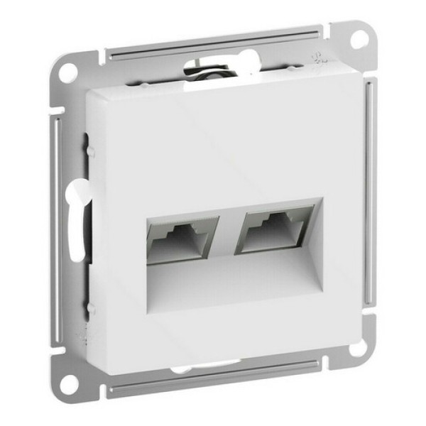 ATLASDESIGN РОЗЕТКА двойная компьютерная RJ45+RJ45, кат.6А, механизм, БЕЛЫЙ