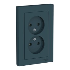 ATLASDESIGN РОЗЕТКА двойная без заземления,16А, в сборе, ИЗУМРУД