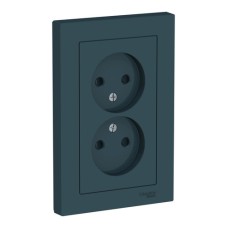 ATLASDESIGN РОЗЕТКА двойная без заземления со шторками,16А, в сборе, ИЗУМРУД