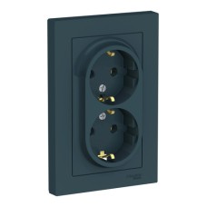 ATLASDESIGN РОЗЕТКА двойная с заземлением, 16А, в сборе, ИЗУМРУД