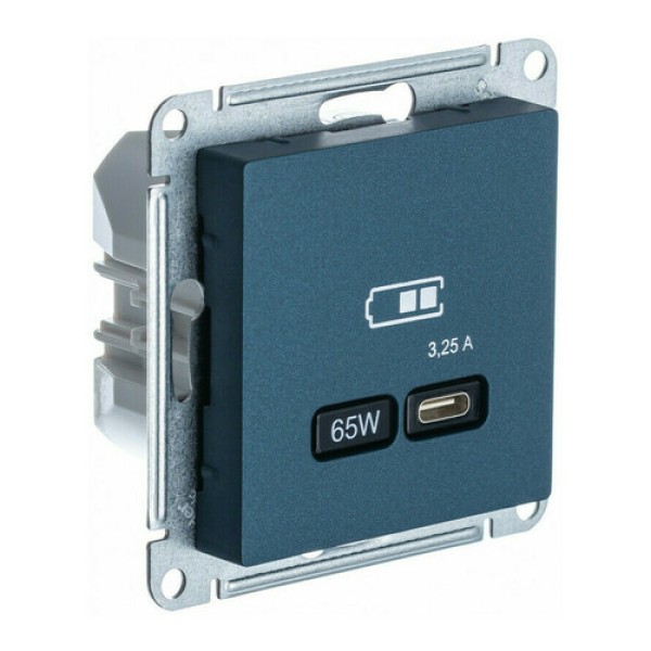 ATLASDESIGN USB РОЗЕТКА тип-C 65W высокоскор.заряд. QC, PD, механизм, ИЗУМРУД