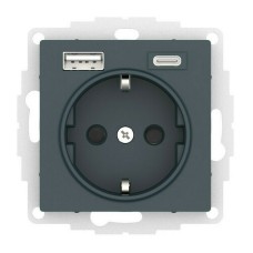 ATLASDESIGN РОЗЕТКА 16А c 2 USB A+C, 5В/2,4А/3,0А, 2х5В/1,5А, механизм, ИЗУМРУД