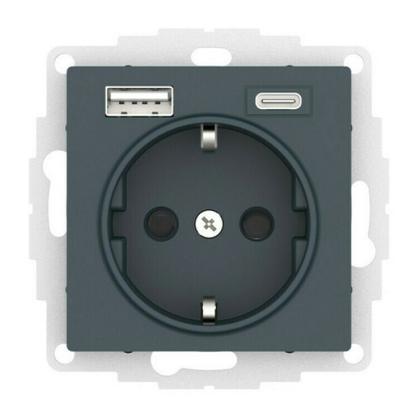 ATLASDESIGN РОЗЕТКА 16А c 2 USB A+C, 5В/2,4А/3,0А, 2х5В/1,5А, механизм, ИЗУМРУД