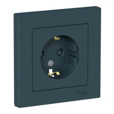 ATLASDESIGN РОЗЕТКА с заземлением со шторками, 16А, в сборе, ИЗУМРУД