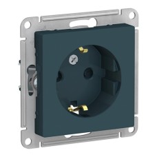ATLASDESIGN РОЗЕТКА с заземлением со шторками, 16А, механизм, ИЗУМРУД