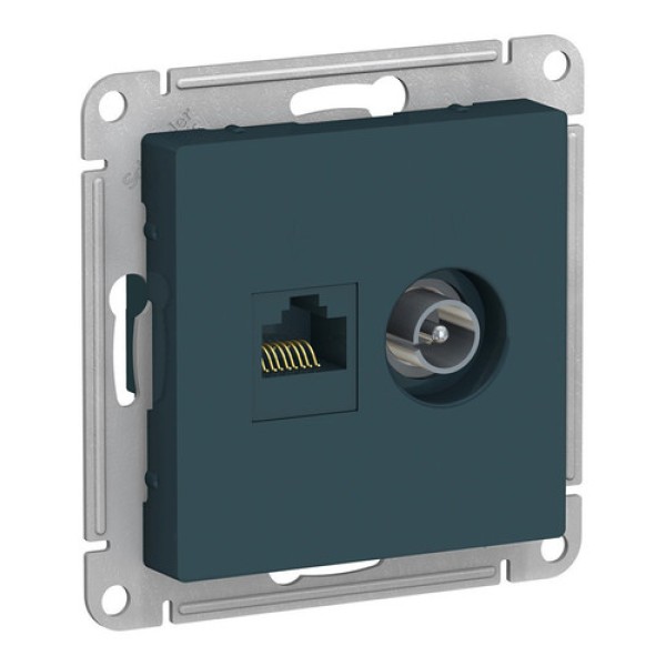ATLASDESIGN РОЗЕТКА двойная комп+ТВ, RJ45+TV, кат.5E, механизм, ИЗУМРУД
