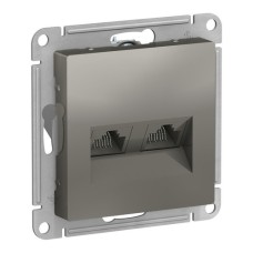 ATLASDESIGN РОЗЕТКА двойная компьютерная RJ45+RJ45, кат.5E, механизм, СТАЛЬ