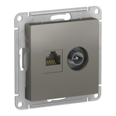 ATLASDESIGN РОЗЕТКА двойная комп+ТВ, RJ45+TV, кат.5E, механизм, СТАЛЬ