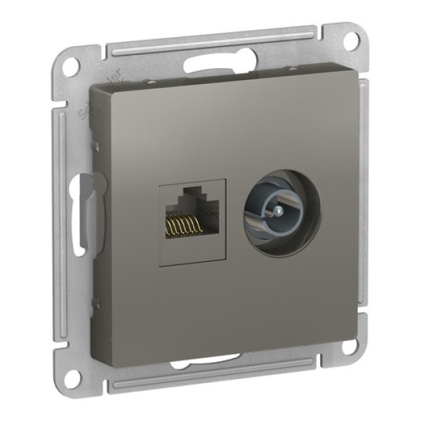 ATLASDESIGN РОЗЕТКА двойная комп+ТВ, RJ45+TV, кат.5E, механизм, СТАЛЬ