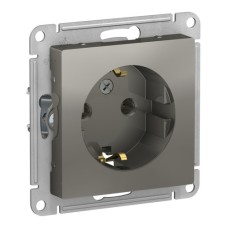 ATLASDESIGN РОЗЕТКА с заземлением, 16А, механизм, СТАЛЬ