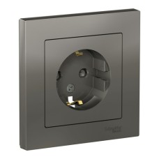 ATLASDESIGN РОЗЕТКА с заземлением со шторками, 16А, в сборе, СТАЛЬ
