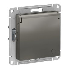 ATLASDESIGN РОЗЕТКА с заземл. со шторками с крышкой, 16А, IP20, механизм, СТАЛЬ