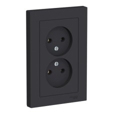 ATLASDESIGN РОЗЕТКА двойная без заземления,16А, в сборе, КАРБОН