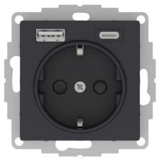 ATLASDESIGN USB РОЗЕТКА A+С, 5В/2,4А, 2х5В/1,2 А, механизм, КАРБОН