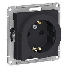 ATLASDESIGN РОЗЕТКА с заземлением со шторками с выталк., 16А, механизм, КАРБОН