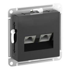 ATLASDESIGN РОЗЕТКА двойная компьютерная RJ45+RJ45, кат.6А, механизм, КАРБОН