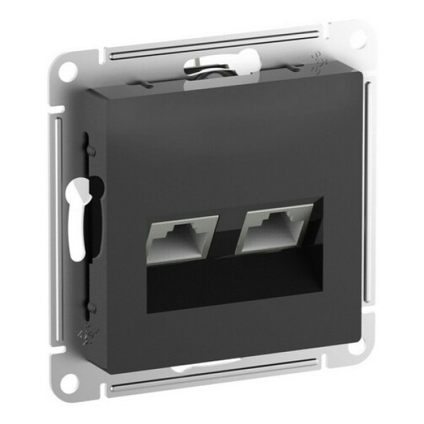 ATLASDESIGN РОЗЕТКА двойная компьютерная RJ45+RJ45, кат.6А, механизм, КАРБОН