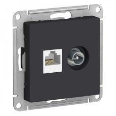 ATLASDESIGN РОЗЕТКА двойная комп+ТВ, RJ45+TV, кат.5E, механизм, КАРБОН