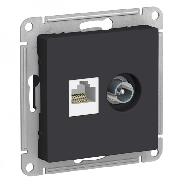 ATLASDESIGN РОЗЕТКА двойная комп+ТВ, RJ45+TV, кат.5E, механизм, КАРБОН