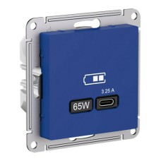 ATLASDESIGN USB РОЗЕТКА тип-C 65Вт высокоскор.заряд. QC,PD, механизм, АКВАМАРИН