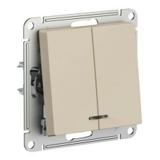 ATLASDESIGN 2-клавишный ВЫКЛЮЧАТЕЛЬ с подсветкой, сх.5а, 10АХ, механизм, ПЕСОЧНЫЙ