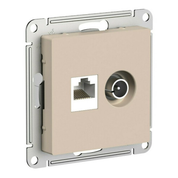 ATLASDESIGN РОЗЕТКА двойная ТВ + компьютерная RJ45, кат. 5Е, ПЕСОЧНЫЙ