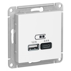 ATLASDESIGN USB РОЗЕТКА А+С, 5В/2,4 А, 2х5В/1,2 А, механизм, ЛОТОС