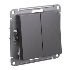 ATLASDESIGN 2-клавишный ВЫКЛЮЧАТЕЛЬ с самовозвратом, сх.5, 10АХ, механизм, БАЗАЛЬТ