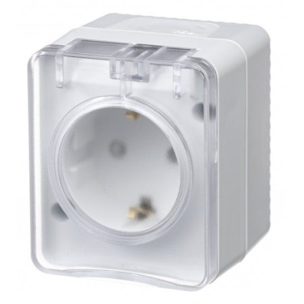 AtlasDesign Profi54 O/У РОЗЕТКА с заземлением со шторками 16А 250B, БЕЛЫЙ, Россия