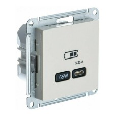 ATLASDESIGN USB РОЗЕТКА тип-C 65W высокоскор.заряд. QC, PD, механизм, БЕЖЕВЫЙ