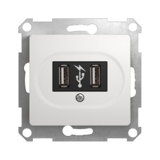 GLOSSA USB РОЗЕТКА, 5В /1400 мА, 2 х 5В /700 мА, механизм, БЕЛЫЙ