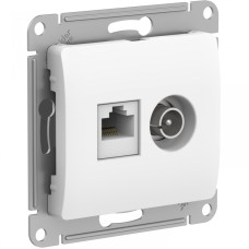 GLOSSA РОЗЕТКА двойная ТВ + компьютерная RJ45, кат. 5Е, механизм, БЕЛЫЙ