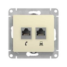 Glossa РОЗЕТКА двойная RJ45+RJ45 кат. 5Е, механизм, БЕЖЕВЫЙ
