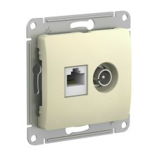 GLOSSA РОЗЕТКА двойная ТВ + компьютерная RJ45, кат. 5Е, механизм, БЕЖЕВЫЙ