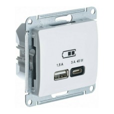 GLOSSA USB РОЗЕТКА A + тип-C 45W высокоскор.заряд. QC, PD, механизм, БЕЖЕВЫЙ
