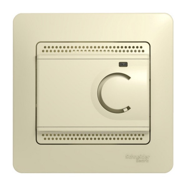 GLOSSA ТЕРМОСТАТ электрон.теплого пола с датчиком,от+5до+50°C,16A,в сборе, БЕЖЕВЫЙ