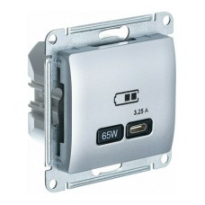GLOSSA USB РОЗЕТКА тип-C 65W высокоскор.заряд. QC, PD, механизм, АЛЮМИНИЙ