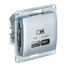 GLOSSA USB РОЗЕТКА A + тип-C 45W высокоскор.заряд. QC, PD, механизм, АЛЮМИНИЙ