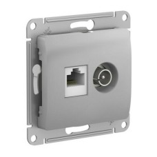 GLOSSA РОЗЕТКА двойная ТВ + компьютерная RJ45, кат. 5Е, механизм, АЛЮМИНИЙ