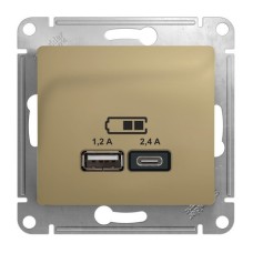 GLOSSA USB РОЗЕТКА A+С, 5В/2,4А, 2х5В/1,2 А, механизм, ТИТАН