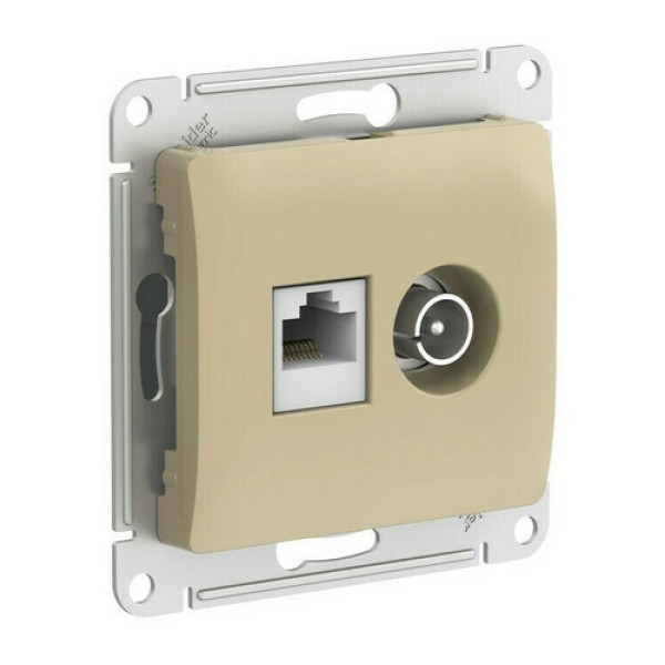 GLOSSA РОЗЕТКА двойная ТВ + компьютерная RJ45, кат. 5Е, механизм, ТИТАН
