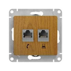 GLOSSA РОЗЕТКА двойная компьютерная RJ45+RJ45, кат.5E, механизм, ДУБ