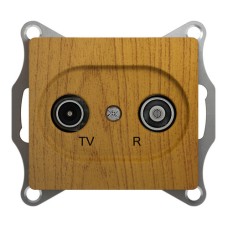 GLOSSA TV-R РОЗЕТКА проходная 4DB, механизм, ДЕРЕВО ДУБ