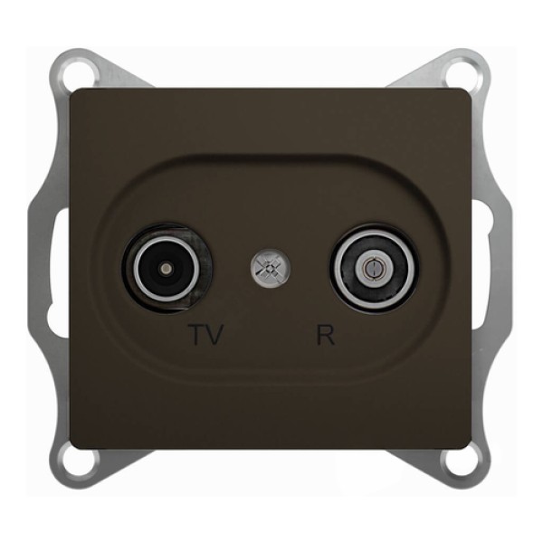 GLOSSA TV-R РОЗЕТКА проходная 4DB, механизм, ШОКОЛАД