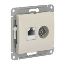 GLOSSA РОЗЕТКА двойная ТВ + компьютерная RJ45, кат. 5Е, механизм, МОЛОЧНЫЙ