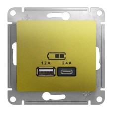 GLOSSA USB РОЗЕТКА A+С, 5В/2,4А, 2х5В/1,2 А, механизм, ФИСТАШКОВЫЙ