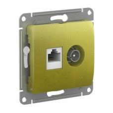 GLOSSA РОЗЕТКА двойная ТВ + компьютерная RJ45, кат. 5Е, механизм, ФИСТАШКОВЫЙ
